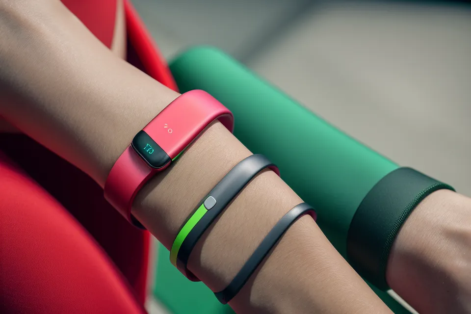 Close-up of a sleep tracking wearable on a wrist displaying a deep sleep data graph.