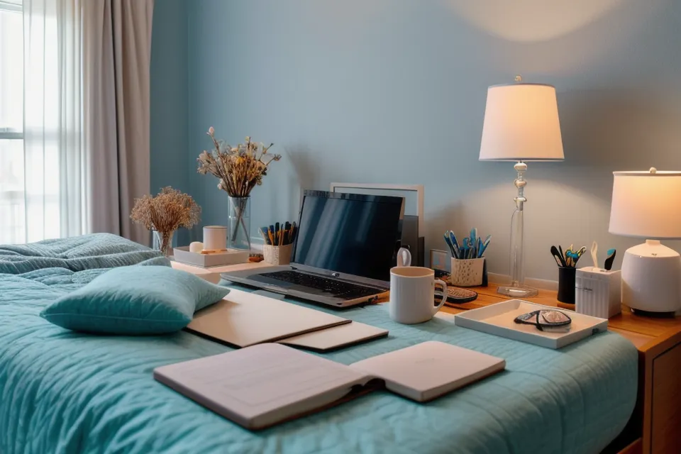 Cool mist humidifier emitting vapor in a dark San Francisco bedroom for better sleep environment