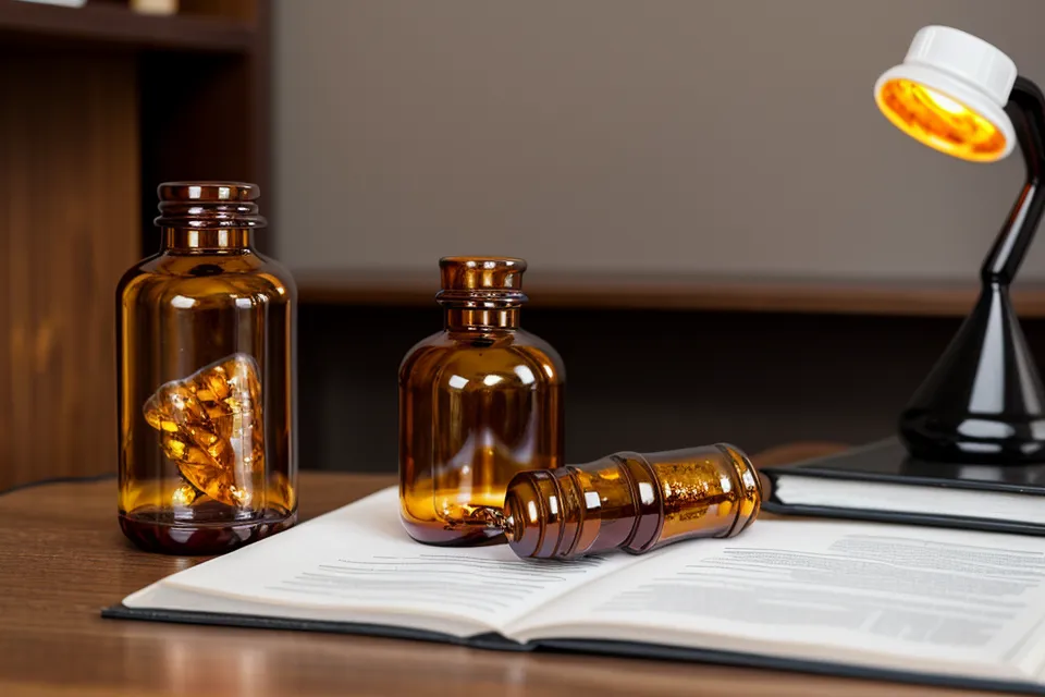 Resurge sleep supplement bottle on a cluttered office desk, part of an honest supplement review for busy professionals