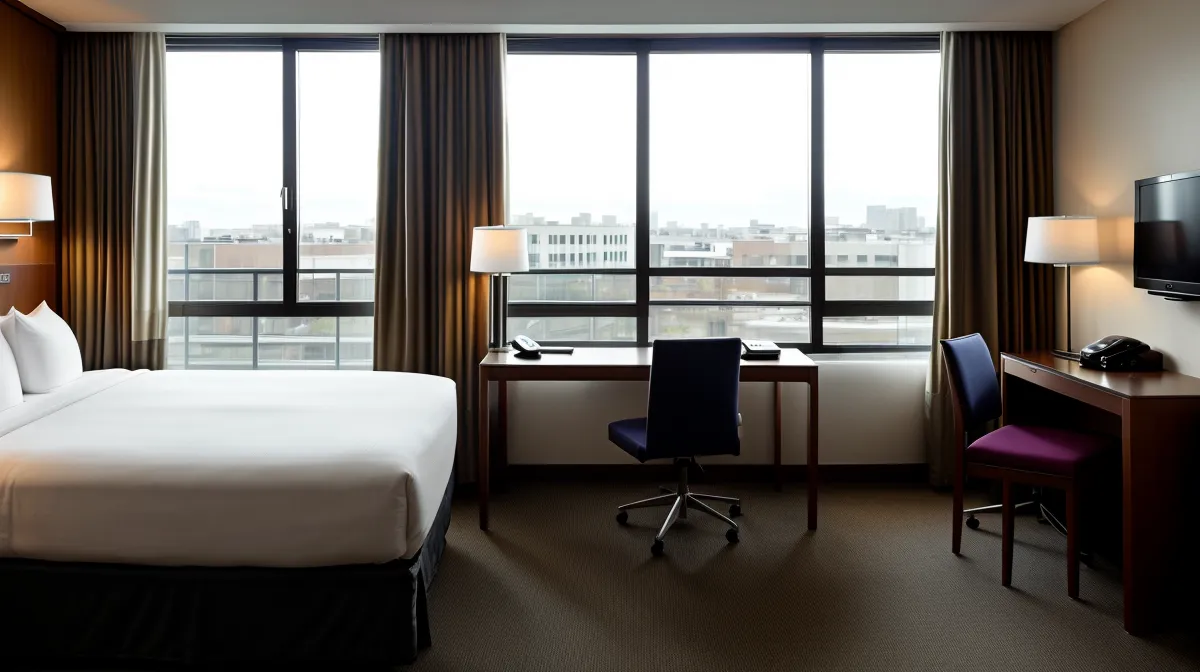 Business travel insomnia hacks: a blacked-out hotel room set up for sleep optimization
