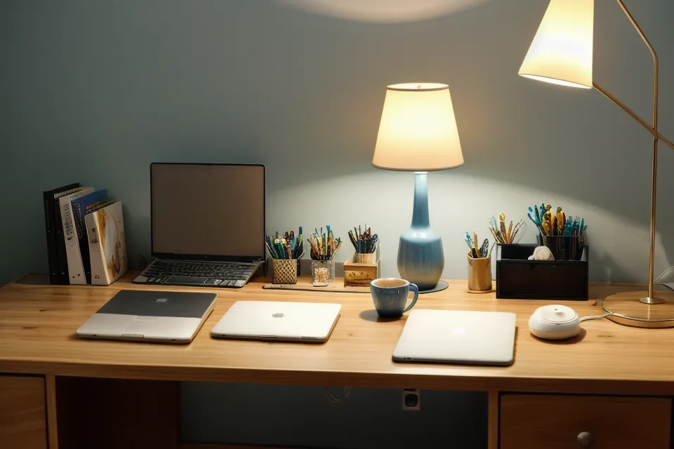 Cortisol-lowering sleep supplements and a glass of water beside a laptop at night