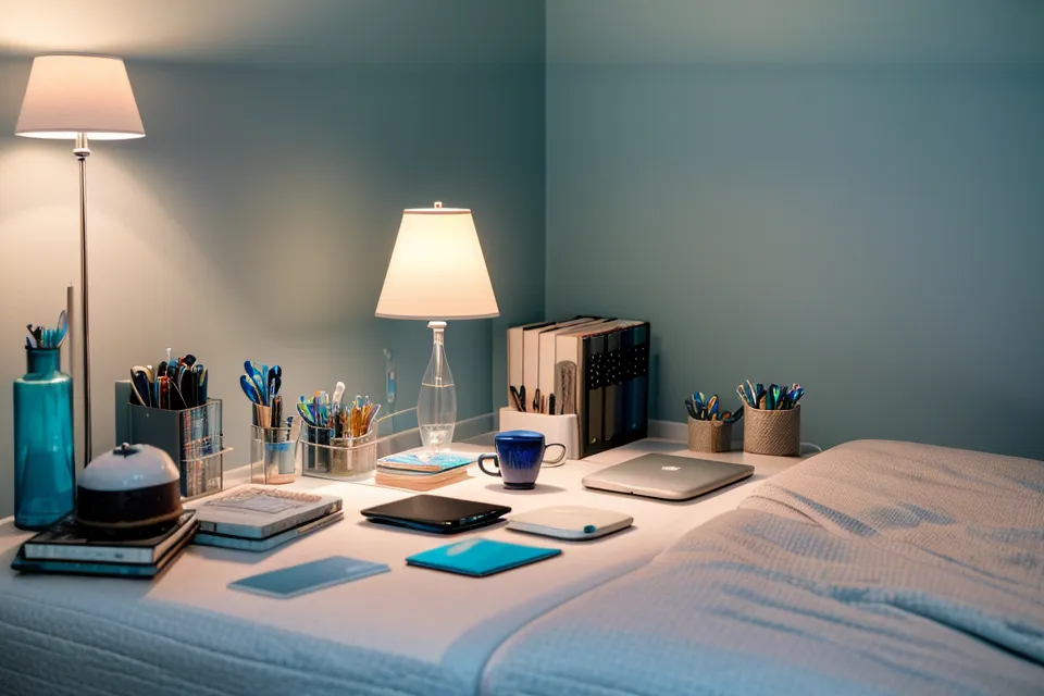 Close-up of a prescription sleep medication and a glass of water on a nightstand