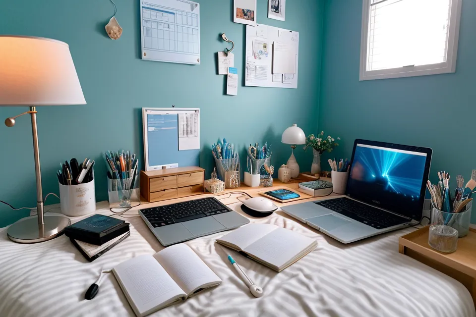 Open notebook with magnesium supplement notes beside a bedside lamp, part of a professional wellness insomnia-recovery routine