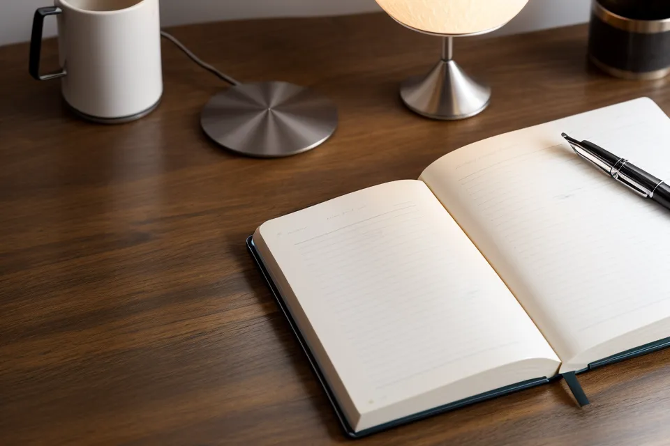 Sleep routine journal: a handwritten Sunday night brain dump list beside the bed