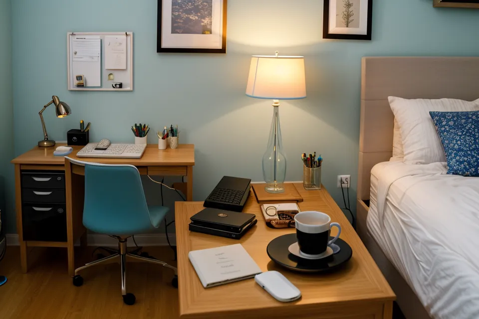 A person reading in bed under a warm amber lamp instead of bright white light as part of an evening circadian-rhythm routine
