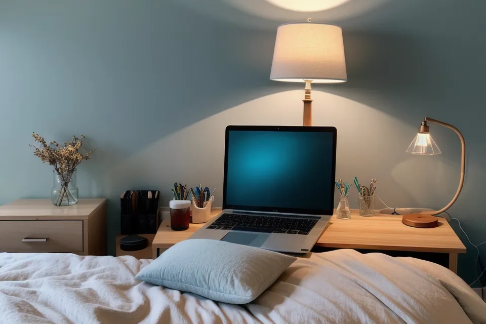 A calm, decluttered bedroom designed to support better sleep and lower anxiety