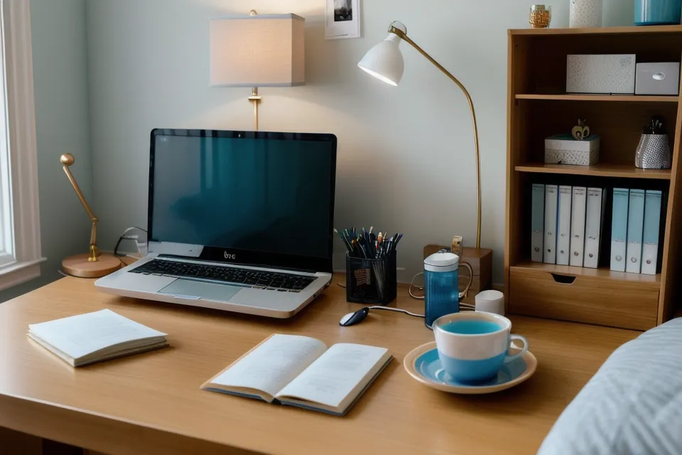 YU SLEEP sleep supplement bottle sitting on a decluttered nightstand beside an air purifier